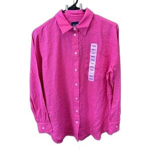 GAP Hot Pink Button-Up Linen Shirt